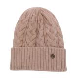 Caciula Beanie din Tricot Bej cu Angora si Margine Indoita