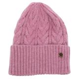 Caciula Beanie din Tricot Roz cu Angora si Margine Indoita