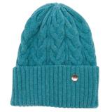 Caciula Beanie din Tricot Turcoaz cu Angora si Margine Indoita