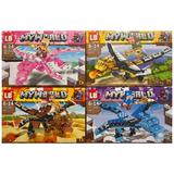 Set de constructie Minecraft My World, 4 Dragoni de colectie, 355 piese