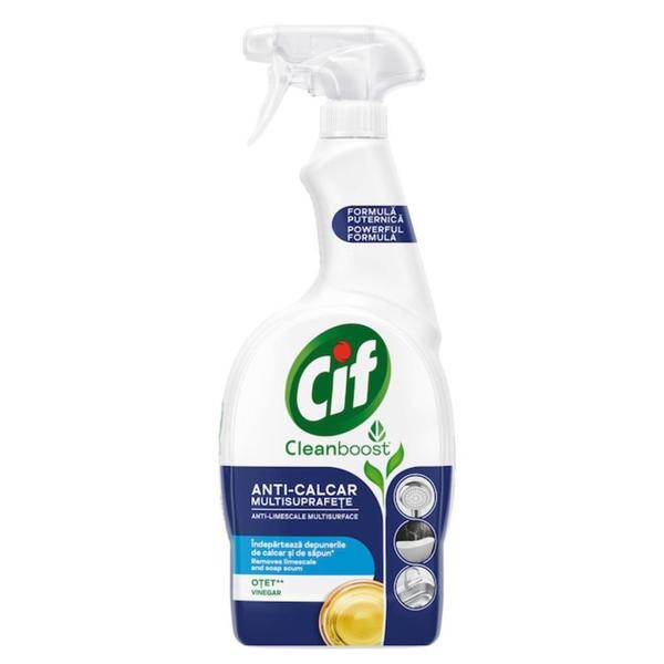 Spray Anticalcar cu Otet - Cif Cleanboost Anti-Limescale Multisurface Vinegar, 750 ml