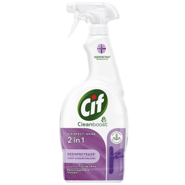 Dezinfectant Universal Fara Clor cu Parfum de Flori de Camp - Cif Disinfect & Shine 2 in 1, 750 ml