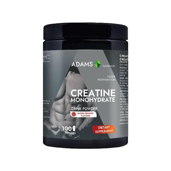 Creatina Monohidrata cu Aroma de Portocala Rosie - Adams Supplements Creatine Monohydrate Drink Powder, 400 g