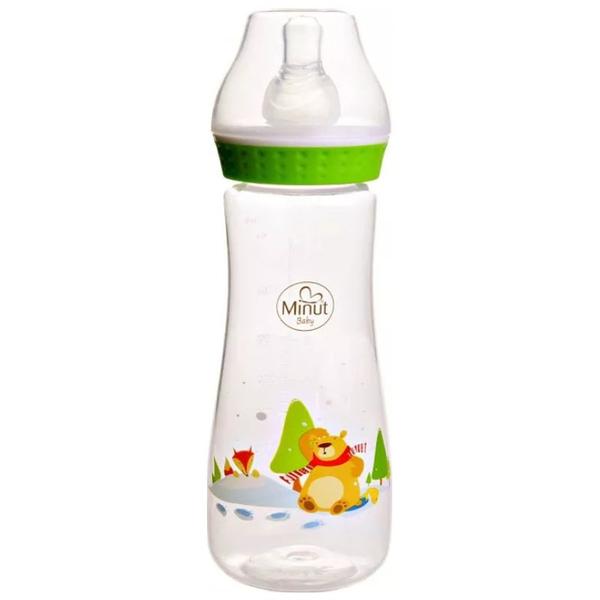 Biberon "Ursul Pacalit de Vulpe" cu Tetina de Silicon Rotunda - Minut Baby, 3+, 250 ml