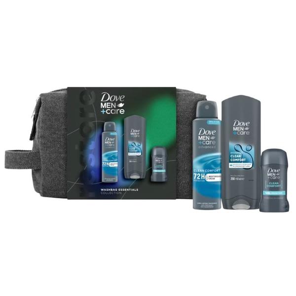 Set Cadou Dove Men +Care Restore Collection Washbag Essentials - Gel de Dus Clean Comfort, 250 ml + Deodorant Spray Clean Comfort,150 ml + Deodorant Stick Clean Comfort, 50 ml