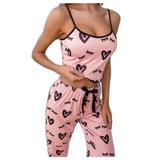 Set de Pijamale Roz Dama cu Imprimeu, S