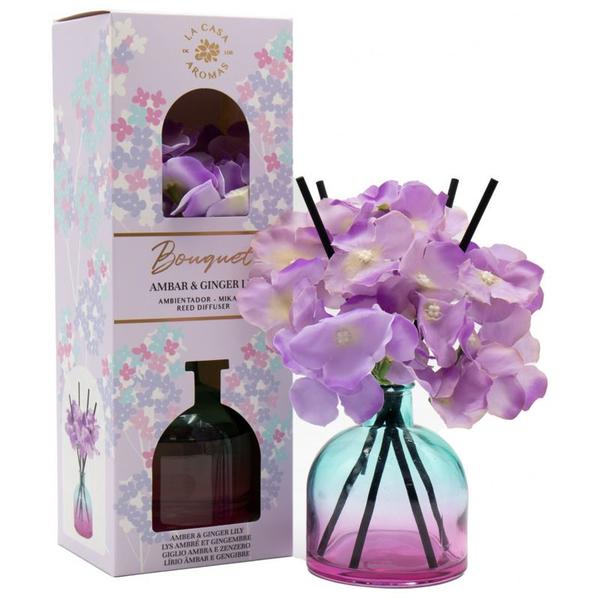 Odorizant de Camera cu Parfum de Chihlimbar, Crin si Ghimbir Mikado - La Casa De Los Aromas Bouquet Flower, 170 ml