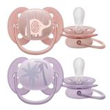 Set de 2 suzete Soft Mov/Coral 0-6luni, Philips Avent