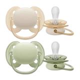 Set de 2 suzete Soft Verde/Bej 0-6 luni, Philips Avent