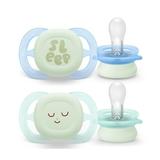 Set de 2 suzete Ultra Start Night 0-2 luni, Philips Avent, Bleu/Verde