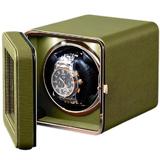 Cutie ceas, Rotator pentru 1 Ceas Automatic, Watch Winder 1, Ava-Stars ®, Exterior din Piele, Verde Inchis