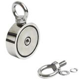 Magnet neodim oala D 75 mm cu două cârlige inelare și două fețe x 160 kg - magnet fishing