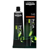 Vopsea de Par fara Amoniac L'Oreal Professionnel Inoa, nuanta 7.43 Golden Copper Blonde, 60 ml