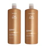 Pachet Hidratant pentru Par Uscat si Lipsit de Stralucire Wella Professionals Ultimate Smooth: Sampon 1000 ml + Balsam 1000 ml