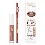 Kit ruj lichid Eveline Oh! My Velvet Lips si Lip Liner Praline Eclair Nr. 12 4.5 ml