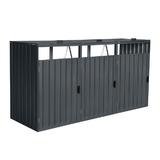 Cutie de gunoi metalică XL cu 3 compartimente - 80 x 240 x 122 cm antracit / BS-MK3