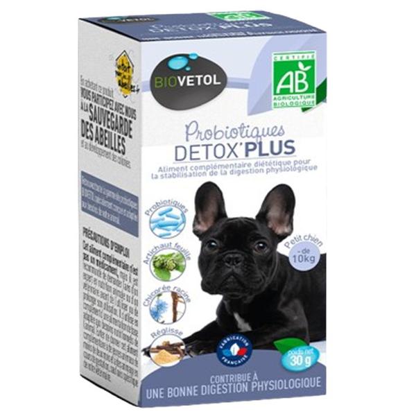 Detox Plus Probiotic Bio pentru Catei Talie Mica -10Kg - Biovetol Probiotiques Detox Plus Petit Chien -10kg, 30 g