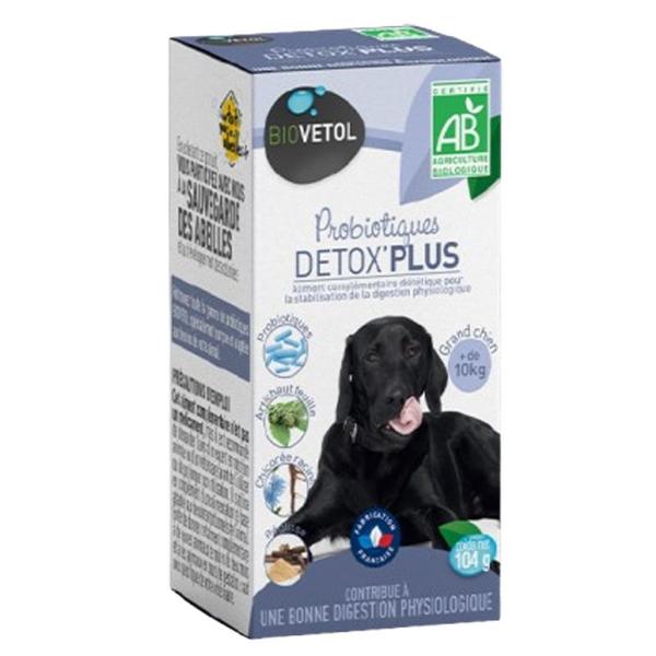 Detox Plus Probiotic Bio pentru Catei Talie Mare +10Kg - Biovetol Probiotiques Detox Plus Grand Chien +10kg, 104 g