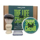 Set cadou pentru barbierit Men Rock The Life Shaver - Sicilian Lime (crema de ras 100 ml + pamatuf + suport pamatuf)