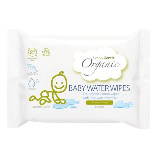 Servetele Umede pe Baza de Apa pentru Bebelusi - Macdonald and Taylor Simply Gentle Organic Baby Water Wipes, 52 buc