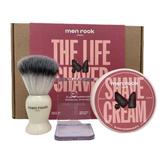 Set cadou pentru barbierit Men Rock The Life Shaver - Black Pomegranate ( crema ras 100 ml + pamatuf + suport pamatuf )