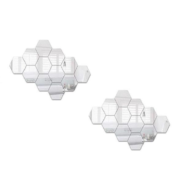 Set Oglinzi Decorative Hexagonale tip Fagure, 16x32 cm, 4 Bucati Sticker