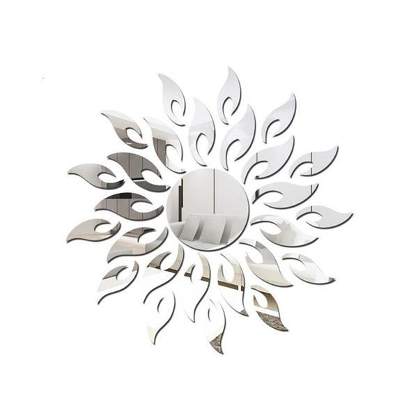 Set Oglinzi Decorative Acrilice 3D Silver Sunflower Luxury Home 27 bucati MyStyle