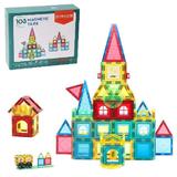 Set de Constructie Magnetic Tiles3D, jucarii educationale, Elemente Magnetice, variante de asamblare,103 piese