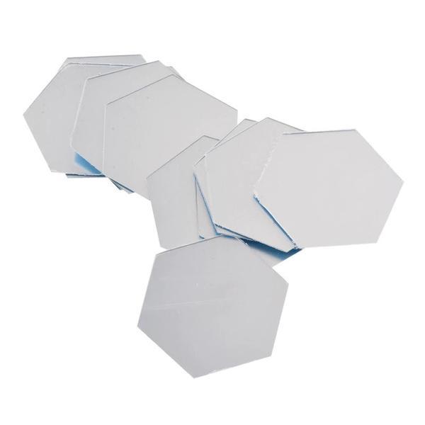 Set 12 Oglinzi hexagonale acrilice, 16 cm, Silicko, Cristal argintii