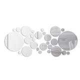 Set 30 oglinzi decorative Ventoo, din sticla acrilica, pentru design interior, model rotund, silver