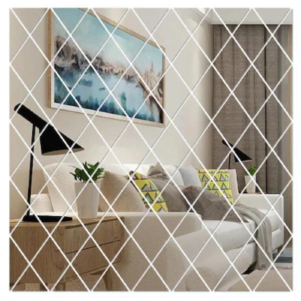 Set 116 Oglinzi Acrilice din PVC, Autoadezive pentru Decorarea Peretilor, Argintiu, 200 x 100 cm, Premium, RIF