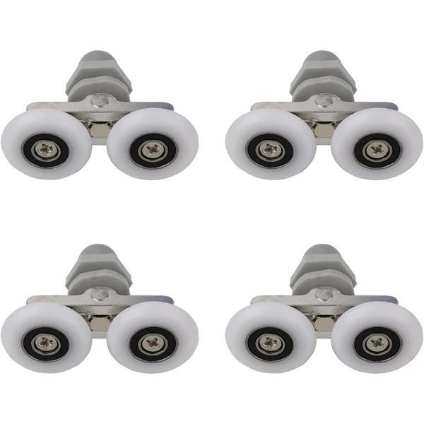 Set de 4 role pentru usi de dus, Aliaj de aluminiu/ABS, 25 mm, Alb