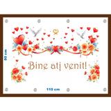 Banner personalizat Bine ati venit cu capse si clipsuri