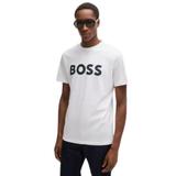 Tricou din bumbac cu logo Thinking Boss, Negru, Alb optic, XL