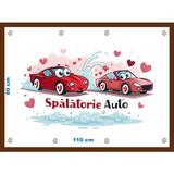 Banner Spalatorie Auto cu capse si clipsuri dimensiune 80x110 cm