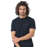 BOSS, Tricou de bumbac cu decolteu la baza gatului Tegood, Albastru ultramarin, S