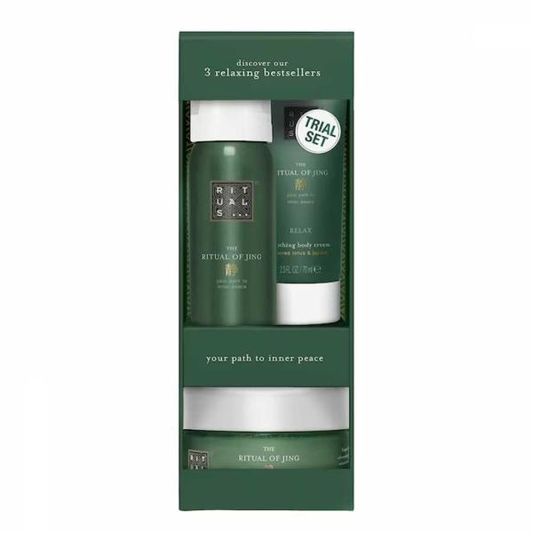 Set Rituals The Ritual of Jing Crema de corp, 70 ml Exfoliant de corp, 125 ml Gel de dus, 50 ml