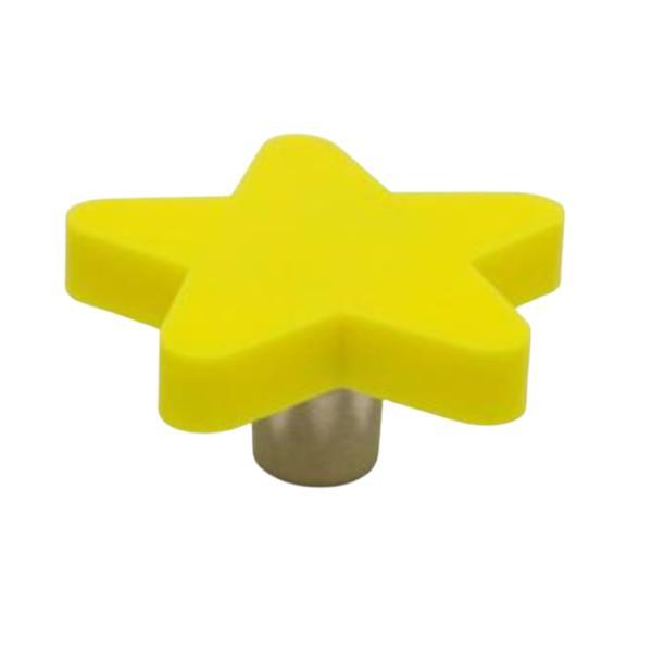 Buton plastic soft pentru mobilier copii, Steluta galbena, 48x48x24 mm