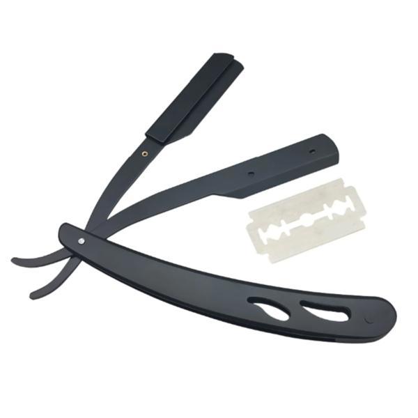 Brici profesional pentru barbierit si ras capilar, brici din otel inoxidabil, lungime 14 cm, negru