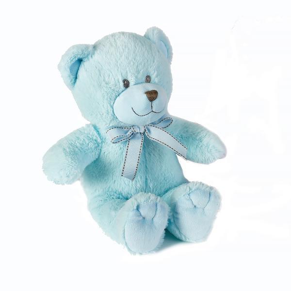 Jucarie din plus Ursulet Baby bleu brodat 34 cm