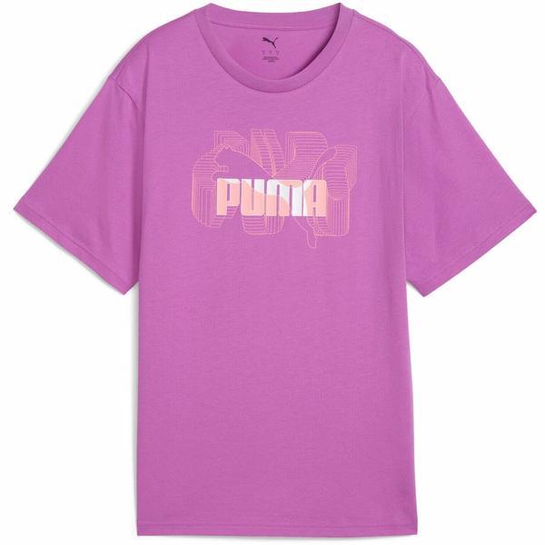 Tricou femei Puma Graphics Stacked No. 1 Logo Relaxed Tee 68508489, L, Mov