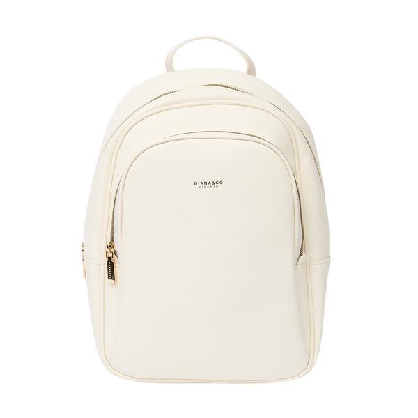 Rucsac cu Buzunare Multiple Imitatie Piele Alba
