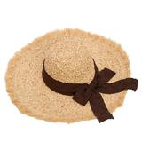 Palarie Floppy din Rafie Naturala cu Funda Maro