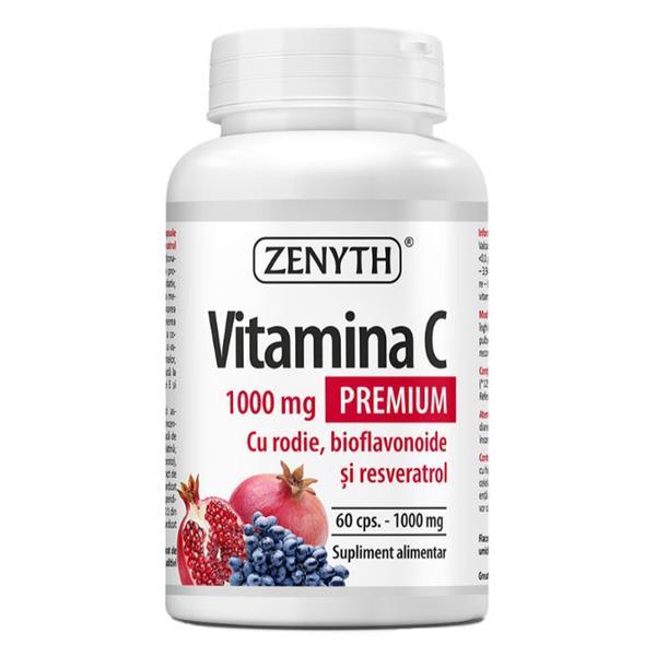 SHORT LIFE - Vitamina C Premium 1000 mg cu Rodie, Bioflavonoide si Resveratrol Zenyth Pharmaceuticals, 60 capsule