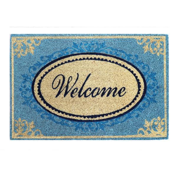 Covoras intare Koko Welcome albastru 40x60 cm - UnicSpot RO