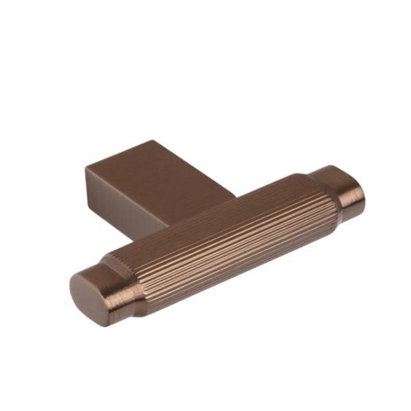 Buton pentru mobila Brooklyn, finisaj bronz periat, 55x37 mm