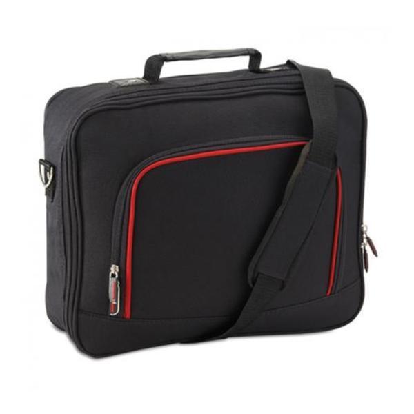 Geanta laptop, 15,6 inch, poliester 600D, negru, cu buzunare, maner si bareta reglabila