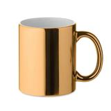Cana ceramica, Piksel, 300 ml, cu finisaj metalic auriu