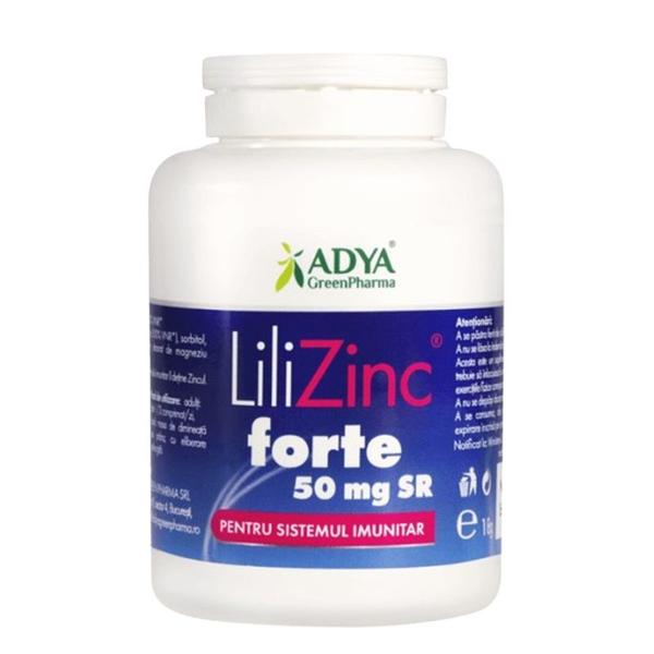 Supliment Alimentar Zinc 50 mg Forte SR - Adya Green Pharma Lili Zinc Forte, 30 comprimate