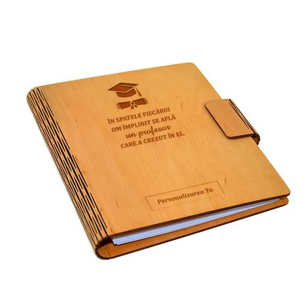 Agenda A5 din lemn personalizata, natur, Piksel, Absolvire, Profesori, Invatatori, 100 pagini